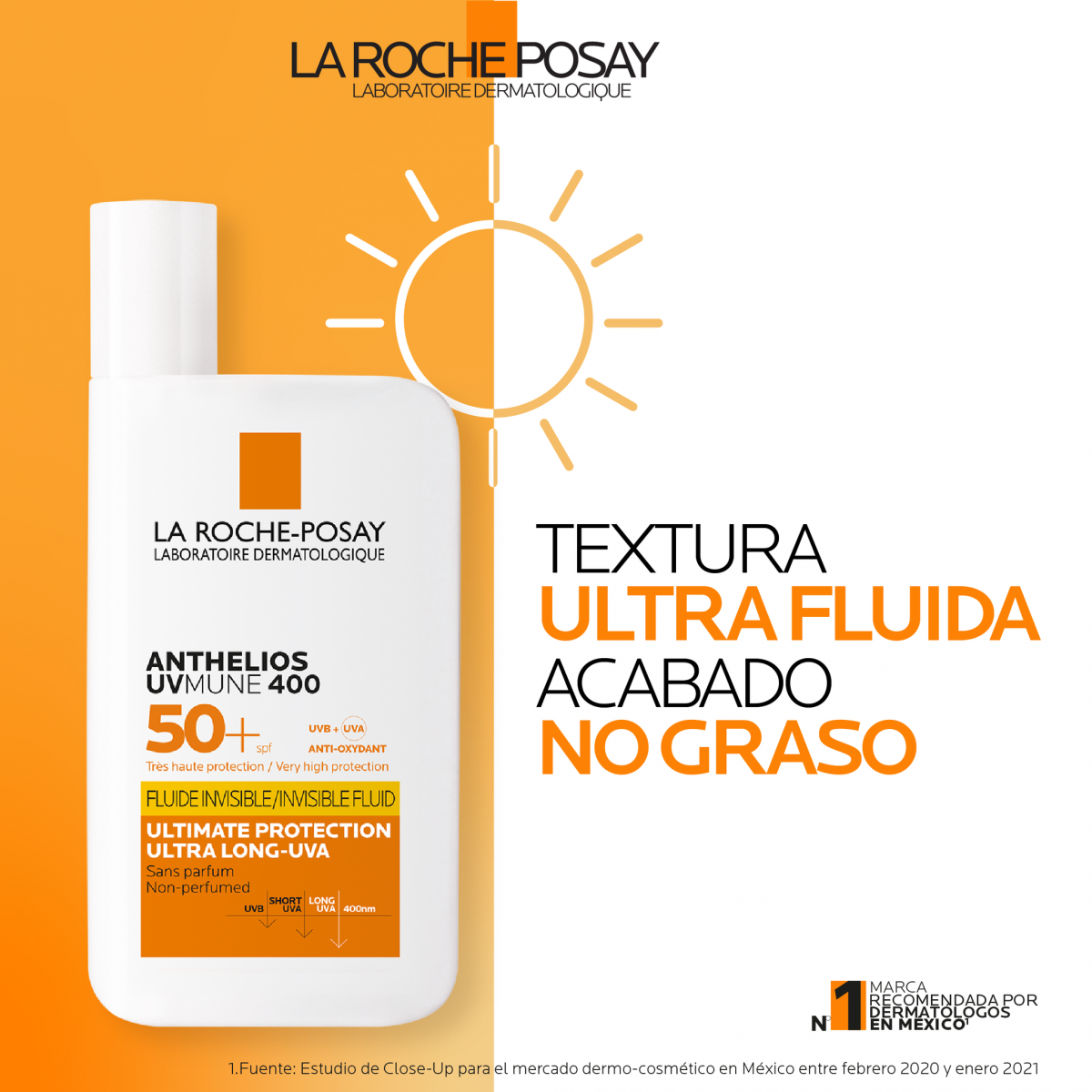ANTHELIOS UVMUNE 400 SPF50+ FLUIDO INVISIBLE 50ML - Imagen 2