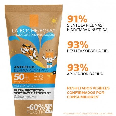 ANTHELIOS DERMO-PEDIATRICS LOCIÓN WET SKIN SPF50+ 200ML - Imagen 3