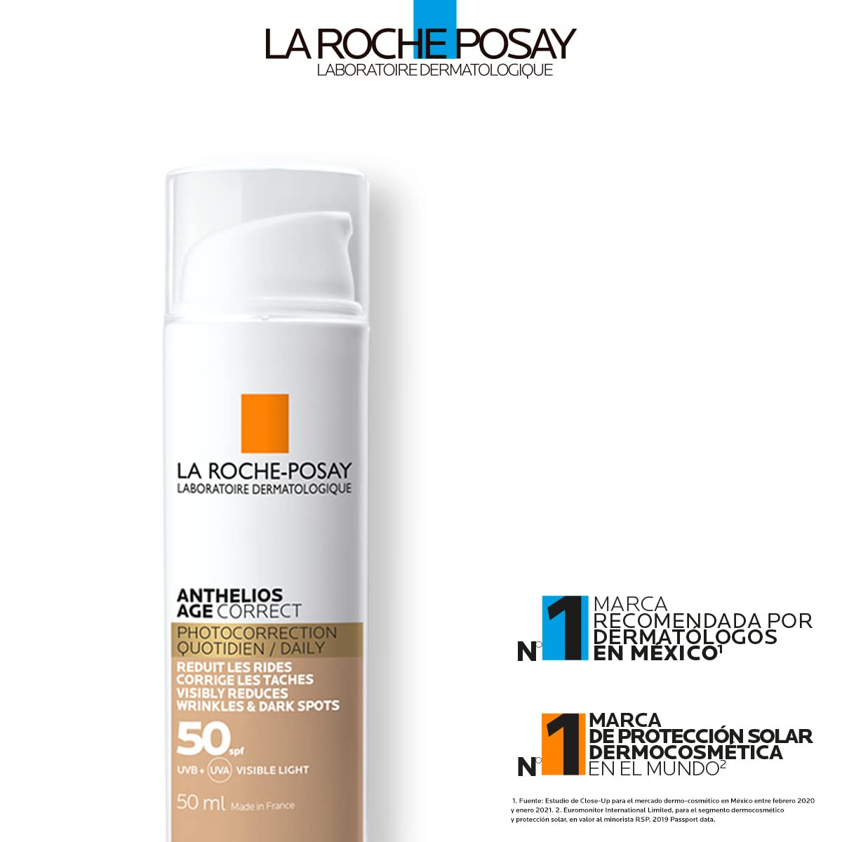 LA ROCHE POSAY ANTHELIOS AGE CORRECT GEL CREMA DIARIO CON COLOR SPF50+ 50ML - Imagen 2